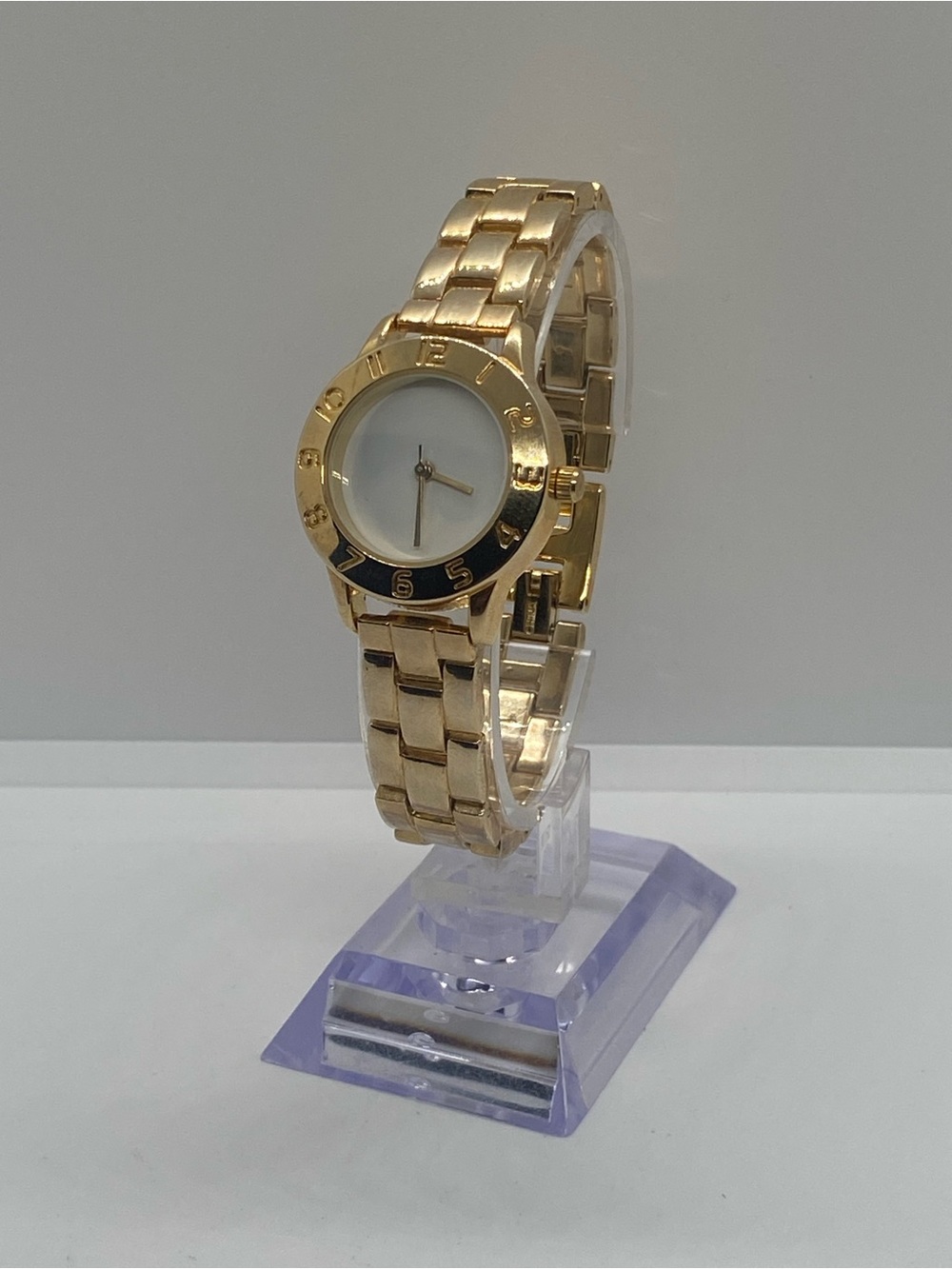 Gold Tone Ladies Quartz Bracelet Watch with White Dial